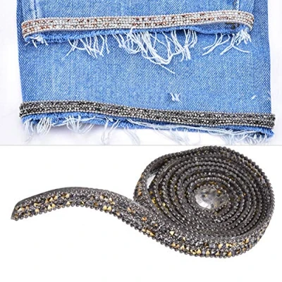 Image of Rhinestone Ribbon Trim, 1Yard 10mm Diamond Mesh Wrap Roll Sparkle Crystal Chain Decoration for Clothing Dress Belt Collar Hairpin Shoes(Gold)