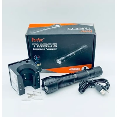 Image of Vortex TM603 Powerful LED Wall Mount High Power 1000 Lumen 7/24 Stand by Functionable Car &amp; Home Flashlight (Type C USB Version)