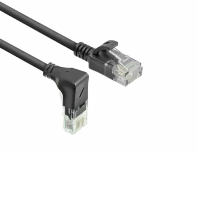 Image of ACT CAT6A Network Cable 90 Angled Down U/UTP LSZH LAN Thin 3.6 mm Slimline, Flexible Ethernet with RJ45 Connector, for Use in Data Centres, 5 Metres, Downwards DC3905