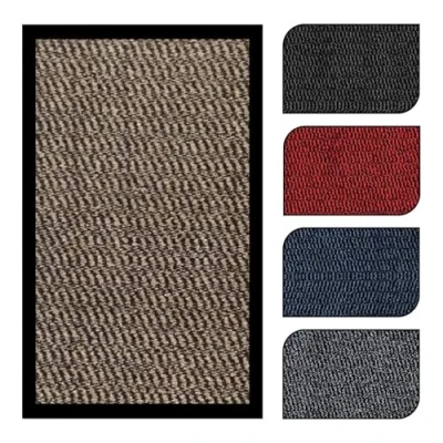 Image of JKZ RUG AND DOORMATS Door Mats Non slip Barrier Mat Indoor/Outdoor Kitchen Heavy Duty Material Rubber Backed Super Absorbent Small Large Rugs (40 x 60 cm, Brown)