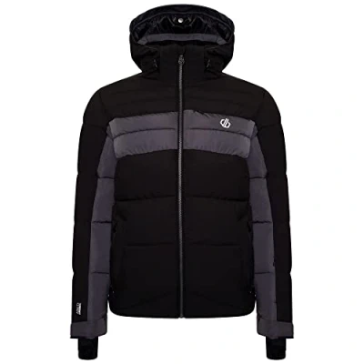 Image of Dare2b Denote Waterproof Breathable Taped Seams Underarm Vents Detachable Hood with Wired Peak Jacket Jackets Black/Ebony, XXX Large