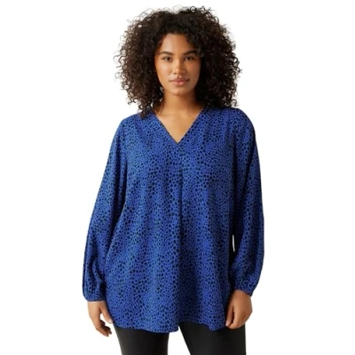 Image of EVANS Curve Cobalt Spot Print Swing Top Women&#039;s Plus Size