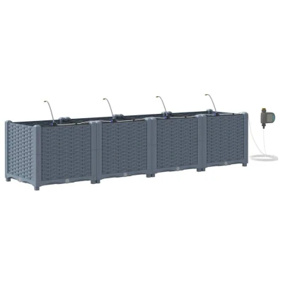 Image of vidaXL Garden Planters with Water Irrigation System 4 pcs Light Grey