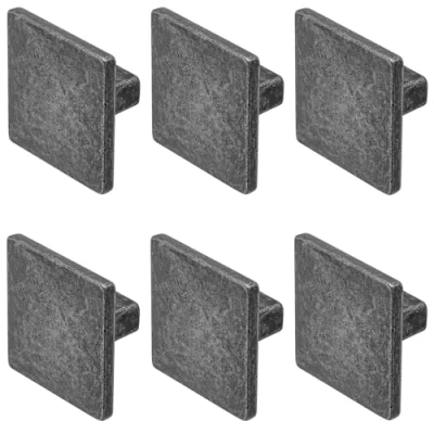 Image of Decoranddecor Calla Square Cabinet Knob Door Pull Handle Kitchen Cupboard Furniture Drawer (6 Pack, Antique Silver)