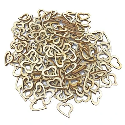 Image of 15mm Open Love Hearts Wooden Shabby Chic Craft Scrapbook Vintage Confetti (250)
