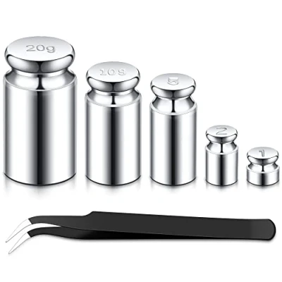 Image of TOODOO 1g 2g 5g 10g 20g Gram Set for Digital Scale Balance and 1 Piece Calibration Weight Tweezer, Silver