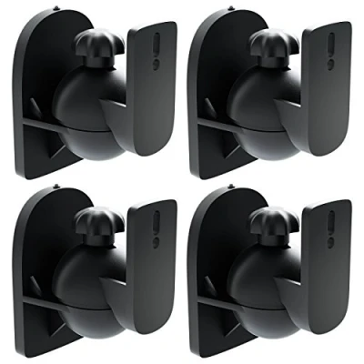 Image of deleyCON 4x Universal Speaker Wall Mounts Loudspeaker Mountings Tilt + Swivel &amp; up to 3.5 Kg Load Weight Ceiling Mounting Fitting Black