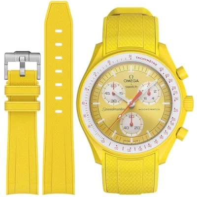 Image of strap for Omega X Swatch Moonswatch Watch 20mm,Soft Silicone Speedmaster Replacement Strap,Curved No Gap Men Women