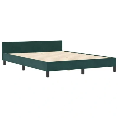Image of vidaXL Dark Green Velvet Bed Frame 140x200 cm
