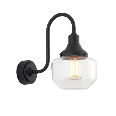 Image of Monza Outdoor Dome Wall Lamp Matt Black, Clear Glass