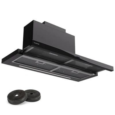 Image of Klarstein Cooker Hood 90cm, Extractor Fan for Kitchen w/Dishwasher Safe Aluminium Grease Filter, 640 m3/h Airflow, LEDs, Touch Controls Hoods, Wall Mount Steel Vent Hoods