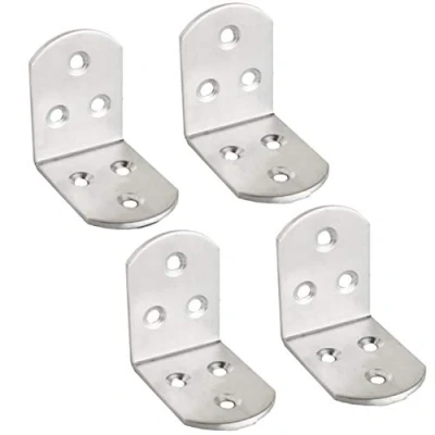 Image of Stainless Steel Corner Bracket, Tiberham 90 Degree Right Angle Brace Plate, 47 x 38 mm L Shaped Furniture Fastener Joint Connector for Wood Shelf Cabinet Table Chair (Pack of 4)