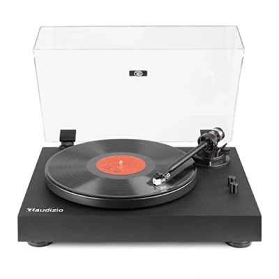 Image of Audizio RP340 Vinyl Record Player with Audio Techinca Cartridge, 7, 10, 12&quot; LP Turntable, Black