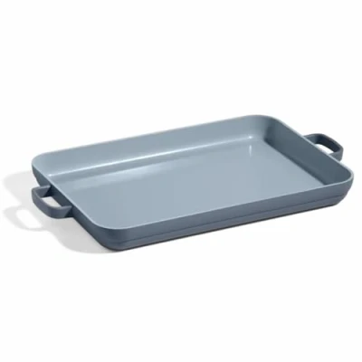 Image of Our Place Griddle Pan Versatile Nonstick Ceramic Sheet &amp; Stovetop Toxin Free, Dual Use, with Ergonomic Handles 7 L. Capacity, Oven Safe up to 230C Blue Salt