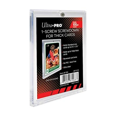 Image of Ultra Pro 25 1 Screw Thick Holder (100pt) Individually Sealed Holders Screwdown for Baseball, Football, Hockey, Basketball Cards Like Jersey, Relics, Patches