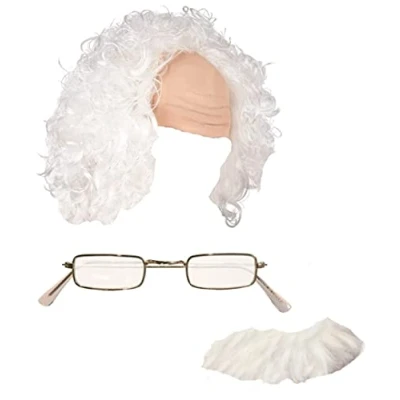 Image of Royal Fashion Men&#039;s Old Man Novelty Props Professor Grandpa Costume Mad Scientist Fancy Dress Accessory Albert Einstein Wig, Glasses and Mustache
