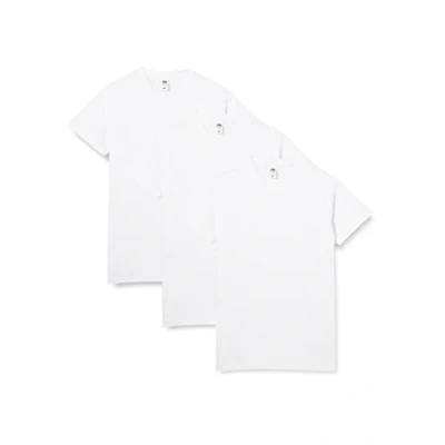 Image of Fruit of the Loom Men&#039;s V neck Valueweight T Shirt, White, S UK