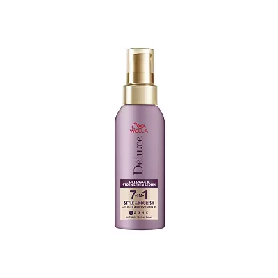Image of Wella Deluxe Detangle &amp; Strengthen Serum Anti frizz Hydrating With Tapioca Starch For All Hair Types Plex Pro vitamin B5 Flexible Hold 7 in 1 Style Nourish, 100ml