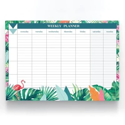 Image of Joeji&#039;s Kitchen Weekly Planner Pad Tear Off Sheets 60 Pages A4 Organiser 100 GSM Offset Paper Punched Hole for Hanging Plan Your Timetable (Aqua)