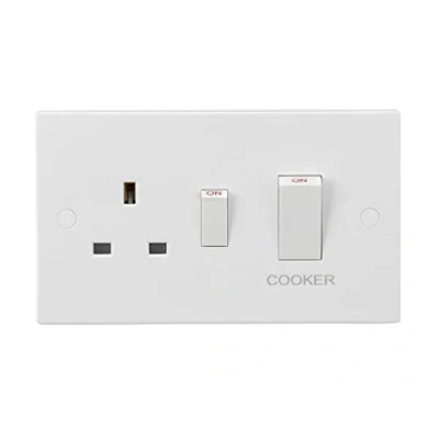 Image of KnightsBridge 45A DP Cooker Switch and 13A Socket (White Rocker)