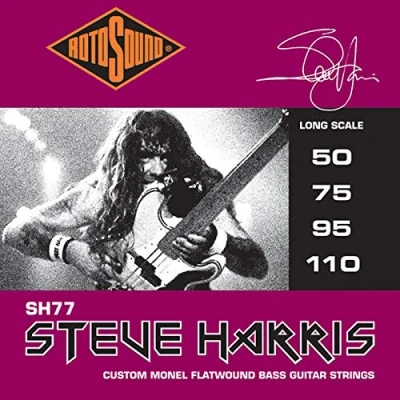 Image of Rotosound SH77 Monel &#039;Steve Harris&#039; Gauge Flatwound Bass Strings (50 75 95 110), White Black Red Blue, Small Medium Large X 2X