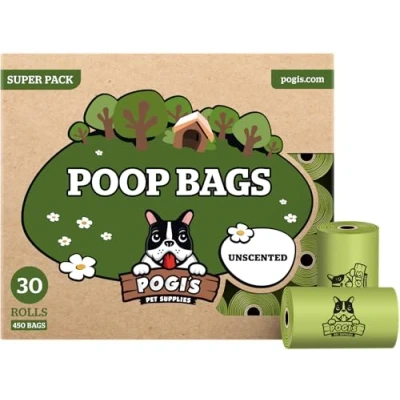 Image of Pogi&#039;s Biodegradable Dog Poo Bags 30 Unscented Rolls (450 Poop Bags) Ultra Thick, Leak Proof, Large for Dogs