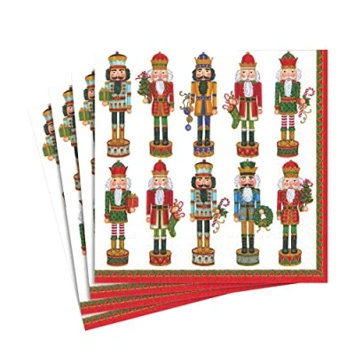 Image of Entertaining with Caspari Nutcracker Parade Luncheon Napkins, White