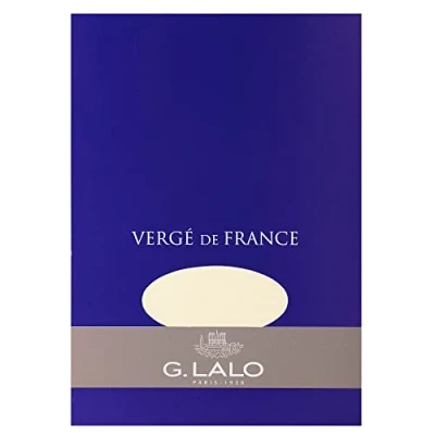 Image of Clairefontaine Ref 11416L G.Lalo Plain Laid Paper Sheets (Pad of 50) A5 (148 x 210mm) Sized, 100gsm 25% Cotton Paper, Vergé de France, PEFC Certified Ivory