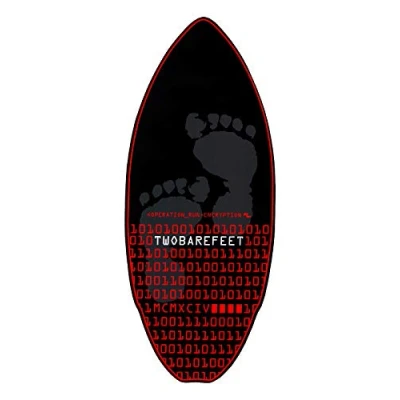 Image of Two Bare Feet 41&quot; Skimboard Suitable for Beginners, 7 Ply wooden construction with nose pre curve, Pin tail, Adults and Kids (Cipher Black/Red)