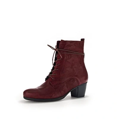 Image of Gabor Women Ankle Boots, Ladies Lace up Boot,Removable Insole,lace Boot,Low Boots,Short Boots,Zipper,Dark red,41 EU / 7.5 UK