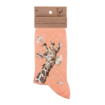 Image of Wrendale Designs &#039;Flowers&#039; Giraffe Socks One Size