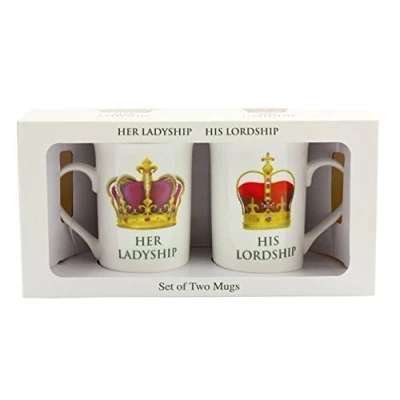 Image of LEONARDO COLLECTION HER LADYSHIP &amp; HIS LORDSHIP FINE CHINA MUGS IN A GIFT SET