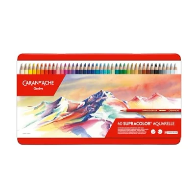Image of Caran Dache Metal tin with 40 assorted colours
