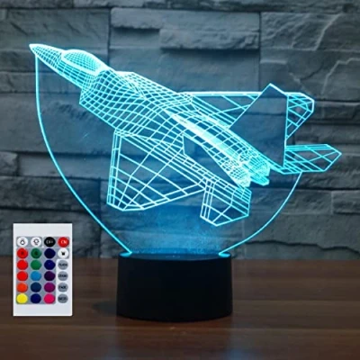 Image of SUPERHONGJIHAO Night Light for Kids 3D Aircraft Led Lamp with Remote Control 16 Color Changing Xmas Birthday Gift Child