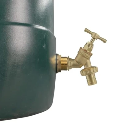 Image of 3/4&quot; Water Butt Replacement Faucet Brass Metal Lever Tap with UK bib Outlet &amp; Hose Barb Adapter,Quick Connect Garden Hosepipes (Brass (Barbed))