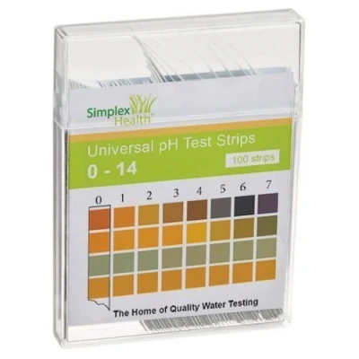 Image of Simplex Health Paper Water pH Test Strips 0 14 Wide Range. High Range Duel Pad for Acid Alkaline Testing (100 Strips)