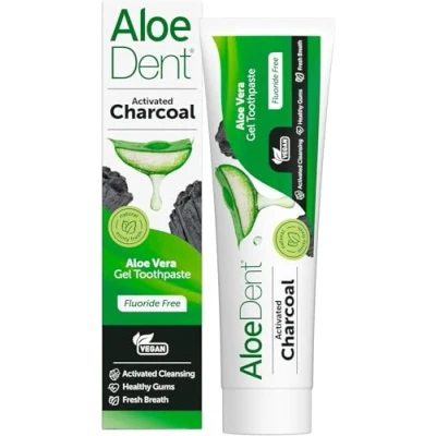 Image of 6 X Aloe Dent Aloedent Vera Triple Action Charcoal Toothpaste Fluoride Free 100ml