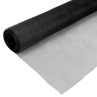 Image of QWORK® Fly Screen Window Replacement, Fiberglass Screen,90 x 500 cm, Keep Fresh Air Circulating, Black, 18 mesh