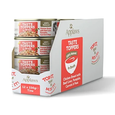 Image of Applaws 100% Natural Adult Wet Dog Food, Chicken Breast with Beef Liver and Vegetables in Broth Tin (12 x 156g)
