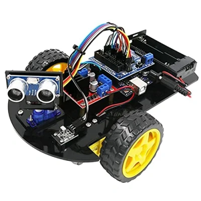Image of AZDelivery Smart Tracking Robot 2wd Kit DIY Learning Car Ultrasonic Sensor Module Infrared Remote Control Starter Kit, including E Book!
