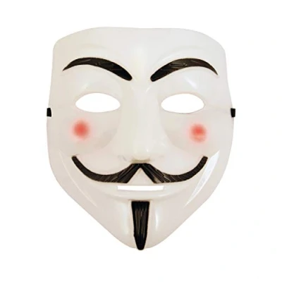 Image of labreeze White Plastic V for Vendetta Face Mask Purge Anonymous Ghost Halloween Fancy Dress