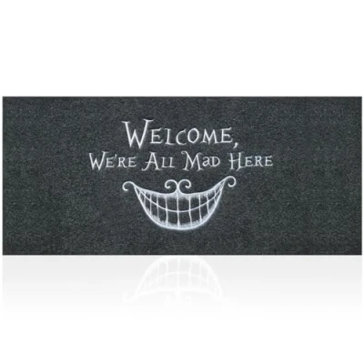 Image of Funny Doormat for Outside Entry Welcome We&#039;re All Mad Here Doormats,Heavy Duty Low Profile Non Slip Durable Front Mat Home Entrance