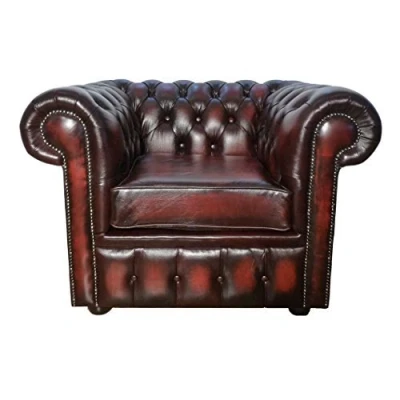Image of Chesterfield Antique Oxblood Red 100% Genuine Leather Club Armchair