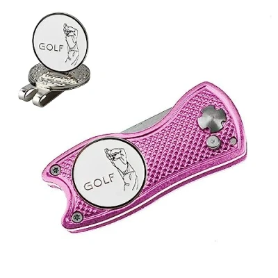 Image of CRESTGOLF Switchblade Golf Divot Tool Green Repair Pitch Fork(pink)