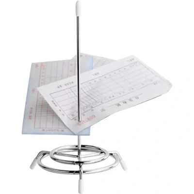 Image of Receipt Spike Metal Bill Holder 6&quot; high Professional Straight Rod with Round Stand Ideal for Restaurants Kitchens Offices Hotels Durable and Stylish Document Organizer (Chrome)