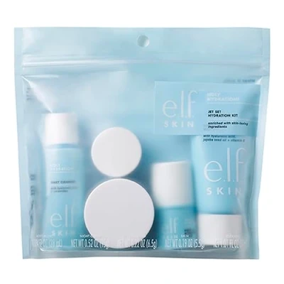 Image of e.l.f. SKIN Jet Set Hydration Kit, Travel Friendly Hydrating Skincare Set, Face Cleanser, Balm, Moisturiser, Eye Cream and Night Cream, Vegan Cruelty Free