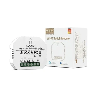 Image of MOES WiFi RF433 Smart Alexa LED Light Switch Module, Wireless Remote Control 1 Way or 2 Multi Control, Compatible with Life Tuya App and Google Home