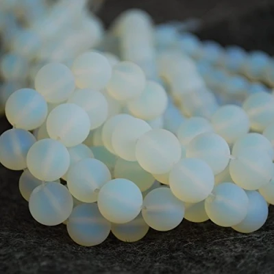 Image of Opalite Moonstone Frosted Matte Semi Precious Gemstone Round Beads 6mm 15.5&quot; Strand