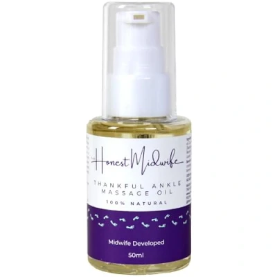 Image of The Honest Midwife Ankle Massage Oil 50ml Reduce Swelling, Ease Tired, Sore Feet + Prevent Cramping 100% Natural Vegan Cruelty Free Almond, Coconut, Lavender Peppermint