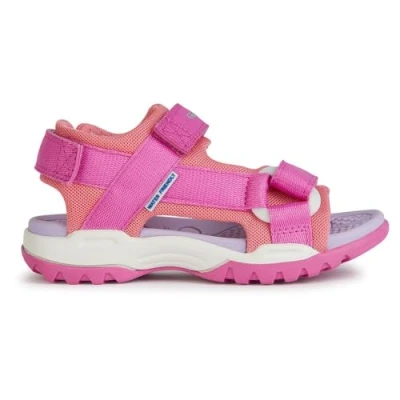 Image of Geox J Borealis Girl A Sandal, Fuchsia Lt Coral, 4 UK